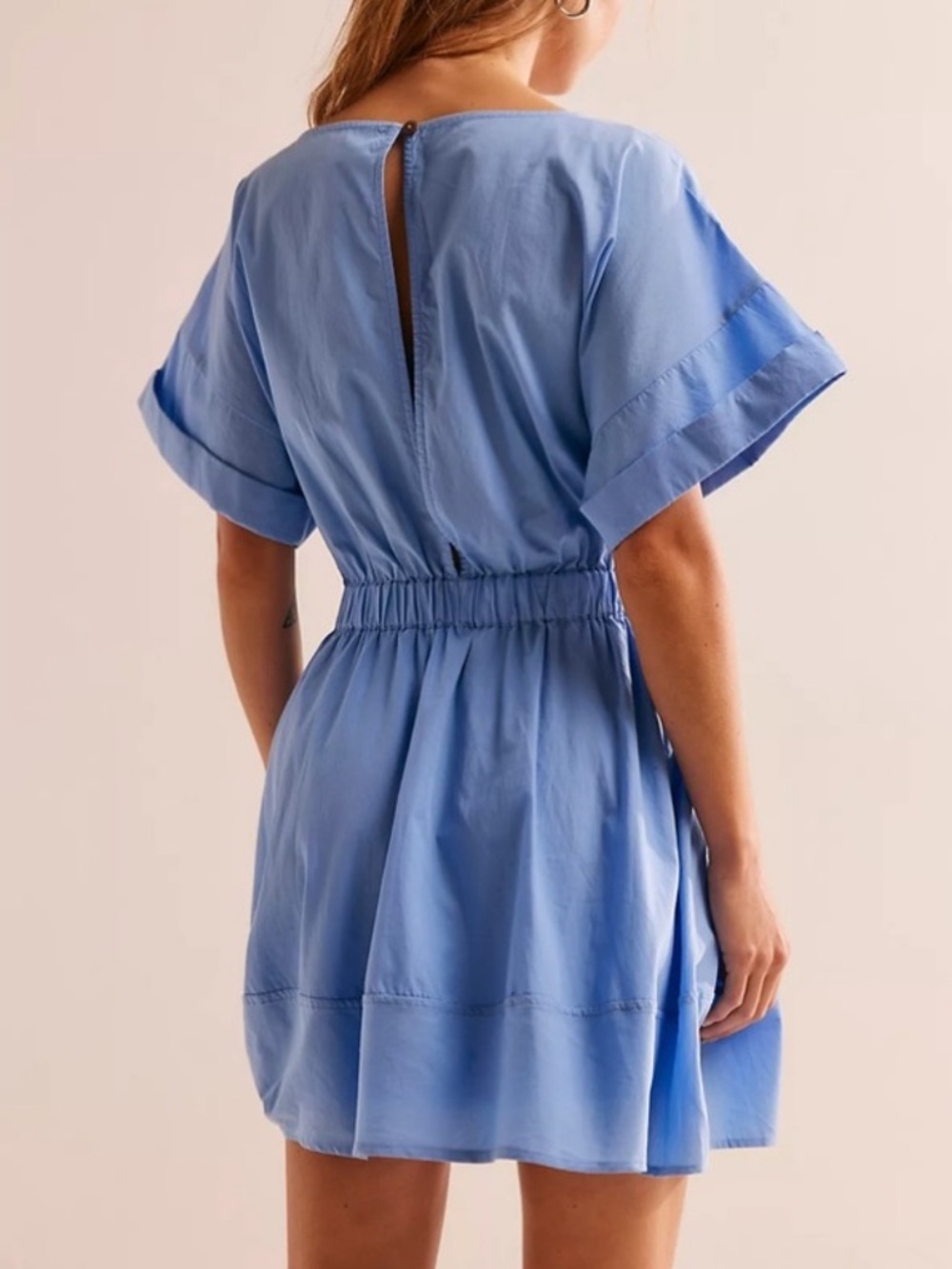 Free People Light Blue Open Back Elastic-Waist Short Dress - Picture 4 of 10
